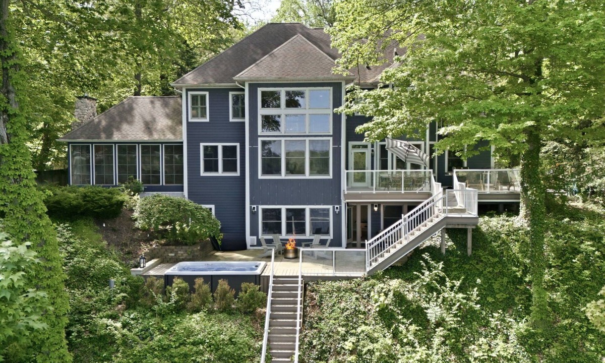 Berrien Springs House | Private Lakefront Escape, Launch boat from dock, swim island, hot tub, game room