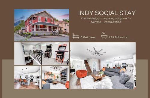 Fountain Square House | Indy Getaway - 5BR - Sleeps 16 - Arcade games - Perfect for families and groups
