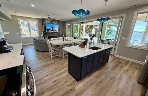 Angola Cottage | New Luxury Lakefront Home on Lake James with Dock, Sandy Swim Area, Sleeps 14