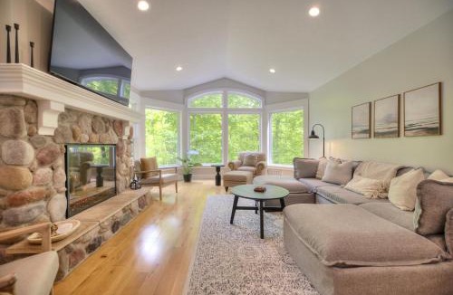 South Haven House | Pool, Hot Tub & Screened Porch - Fireplace Overlooking Wooded Ravine