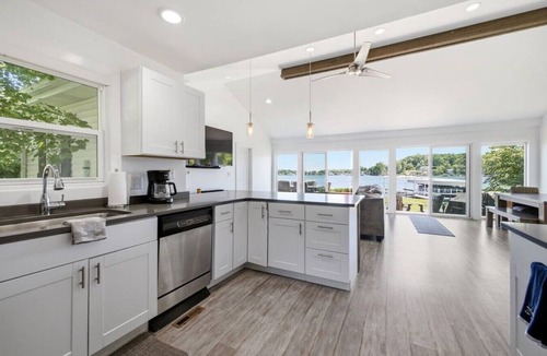 Sister Lakes House | Private Beach, Dock & Sunset Lake Days with Fire Pit Near St. Joseph Beach Town