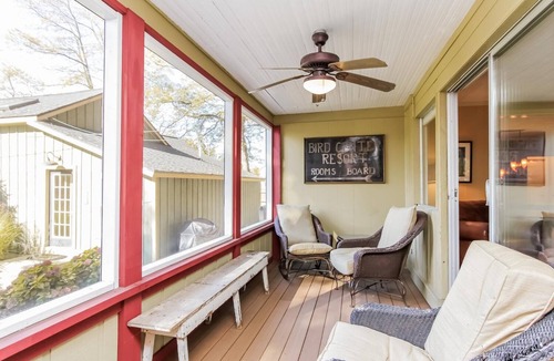 Saugatuck Villa | Screened porch pt water views hot tub walk to Saug