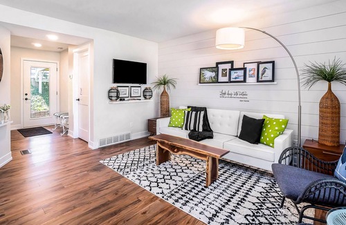 Douglas Condo | Water-view condo with private furnished patio, electric fireplace, W/D, and AC