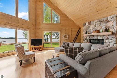Cozy A Frame Waterfront Chalet Dock Fireplace in Traverse City