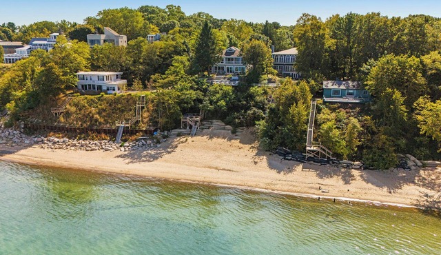 Lake MI Beach Front Home w/Private Pool, Hot Tub, Home Gym & 6 Ensuite Bedrooms!