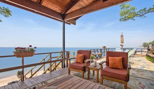 Lake MI Beach Home with private white sand beach