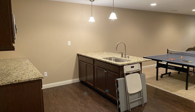 Private basement bedroom with full bathroom and wet bar