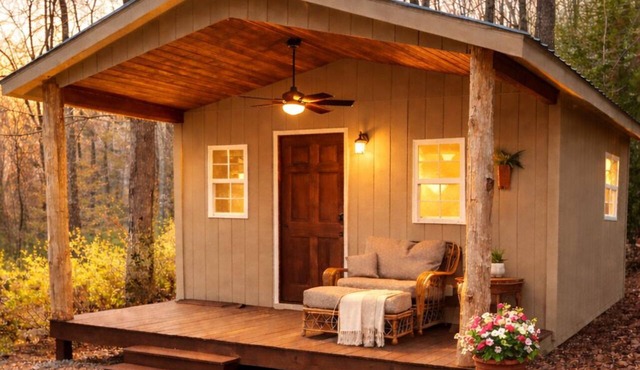 Private romantic Tiny Home King bed Jamestown in Jamestown