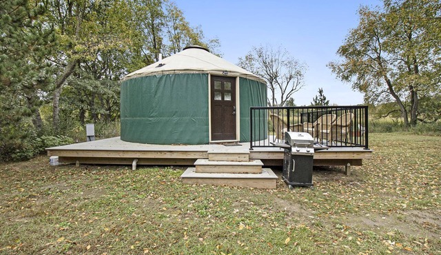 Secluded Off-Grid Yurt with Forest Views Near Trails in Sears, Michigan