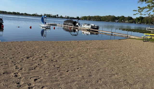 The beach is 30 seconds away! Chapman Lake in Warsaw, IN.
