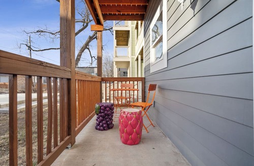 Near Northside Apartment | Stylish 3-Story Home Sleeps 14 Near Monon Trl WiFi, AC + Private Hot Tub